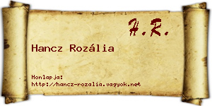 Hancz Rozália névjegykártya